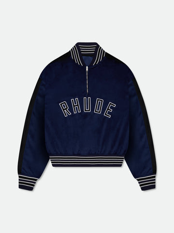VELOUR TRACK QUARTER ZIP-UP